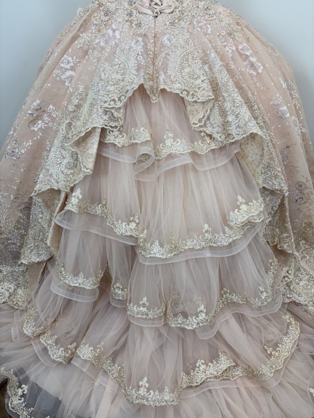 ✨ LUXURY FOR LESS! Mon Cheri Princesa PR12002 Quinceañera Dress Champagne-Size 8 - Picture 6 of 7